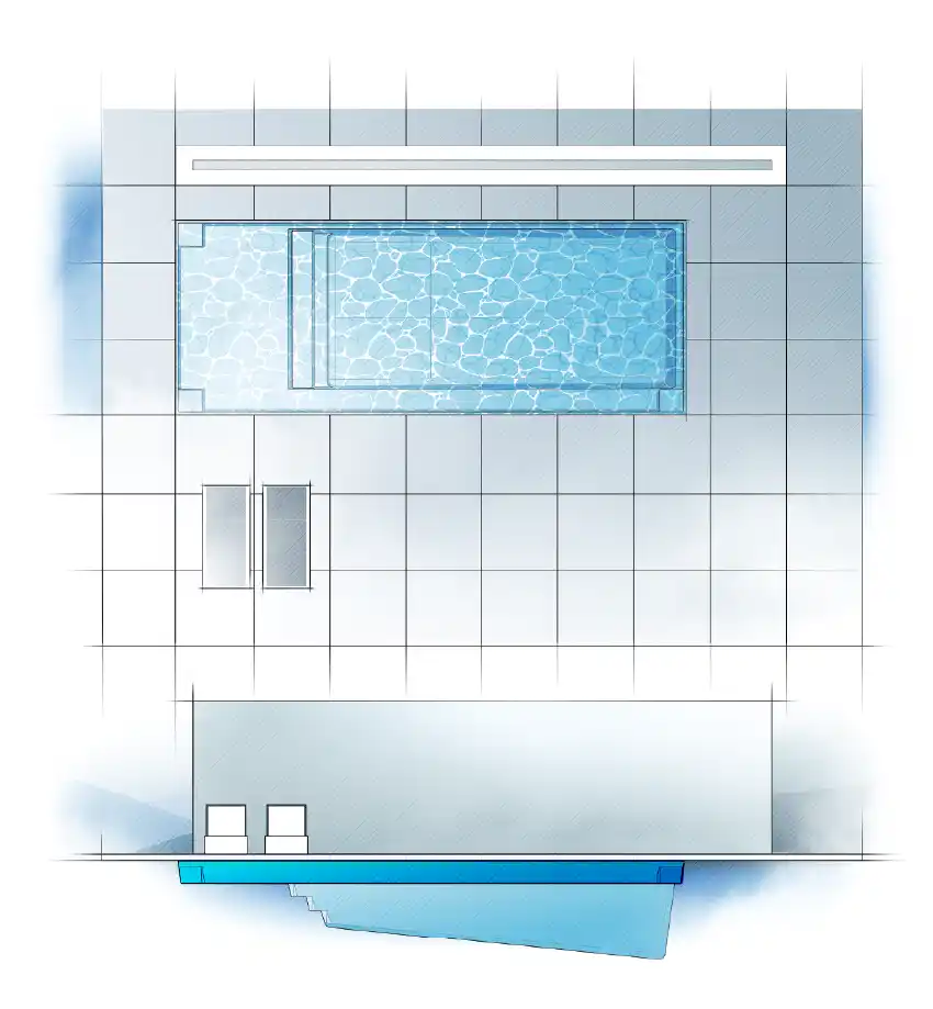 The Apex pool model by Aviva: Architectural drawing and key features