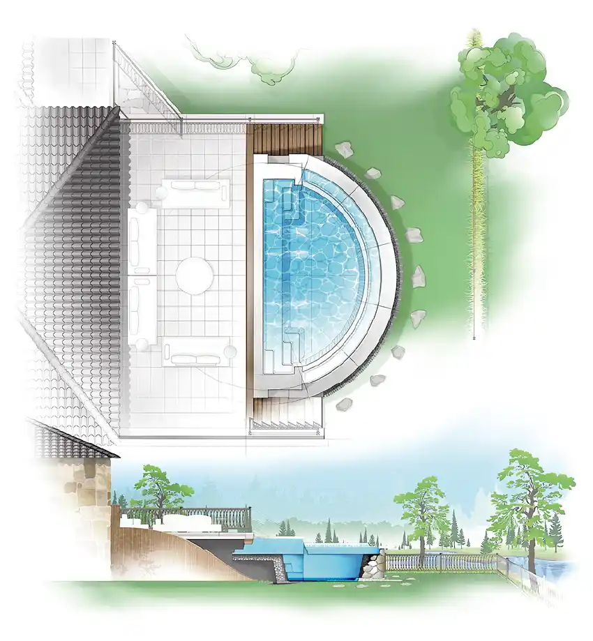 The Cosmopolitan pool model by Aviva: Architectural drawing and key features