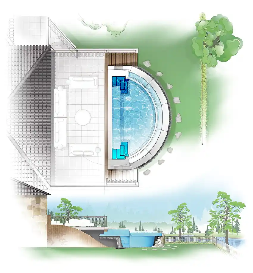 The Cosmopolitan pool model by Aviva: Architectural drawing and key features