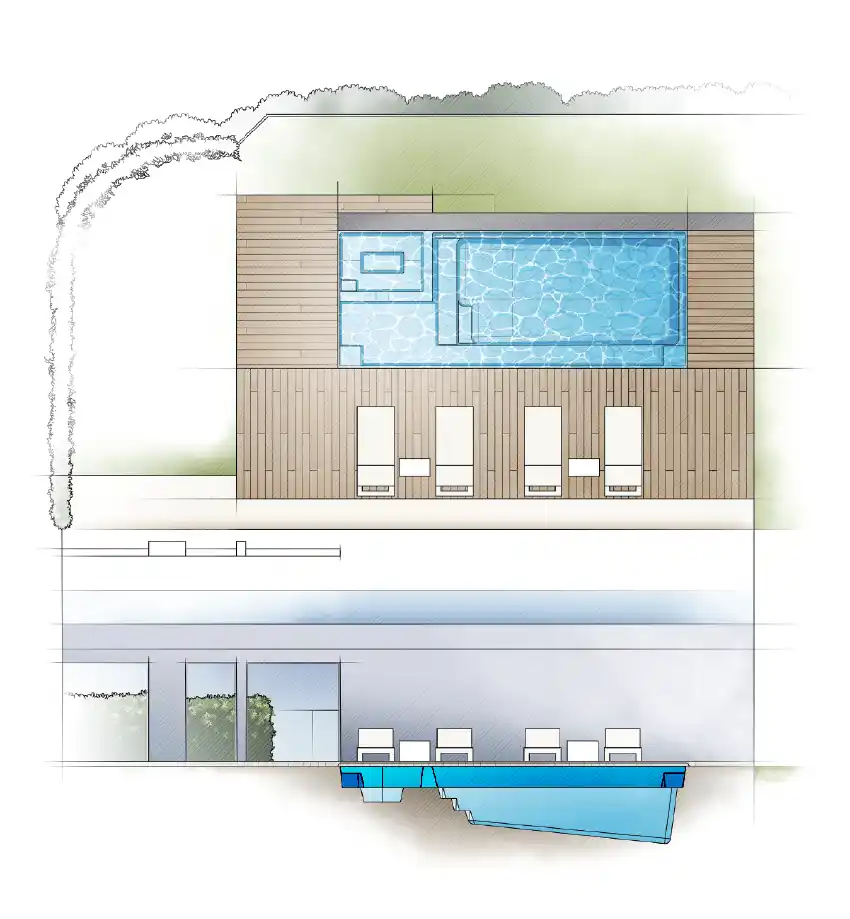 The Triumph pool model by Aviva: Architectural drawing and key features